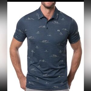 Travis Mathew Men's Fun & Games Playoff Short Sleeve Polo‎ Size Medium Navy